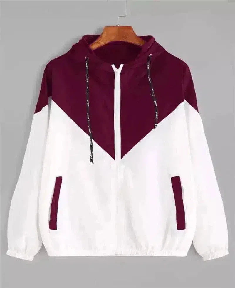 Hooded Zip-Up Windbreaker with Pockets-S-2