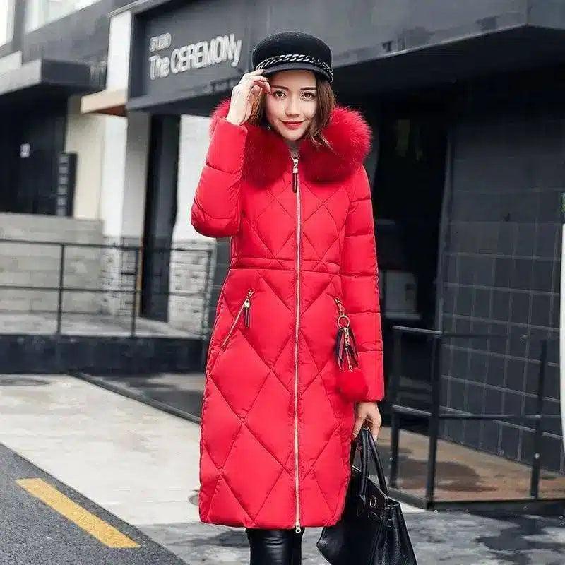 Long hooded padded down coat coat women-gules-5