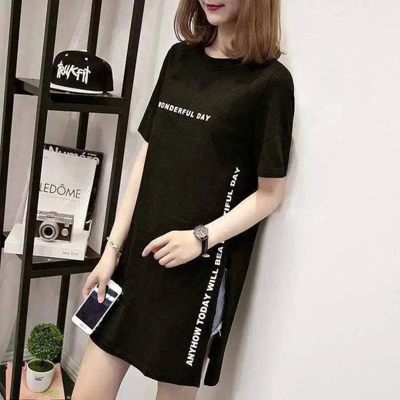 Graphic Tee with Motivational Text, Casual Fit-black-2