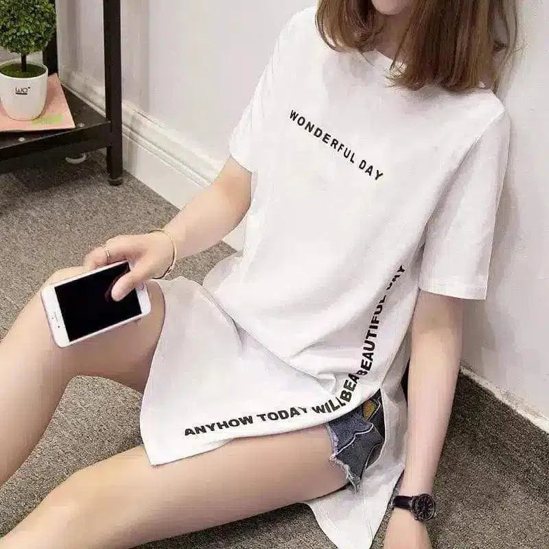 Graphic Tee with Motivational Text, Casual Fit-white-3