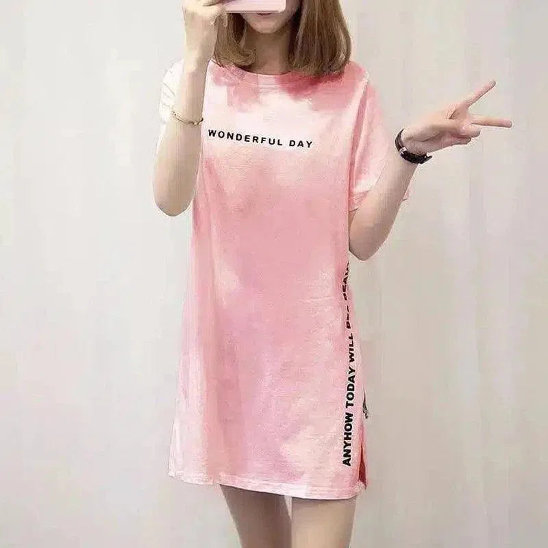 Graphic Tee with Motivational Text, Casual Fit-Pink-4