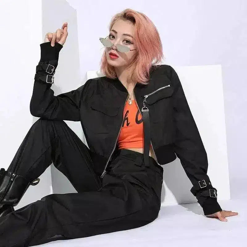 Women's Casual Jumpsuit with Buckle Accents-1