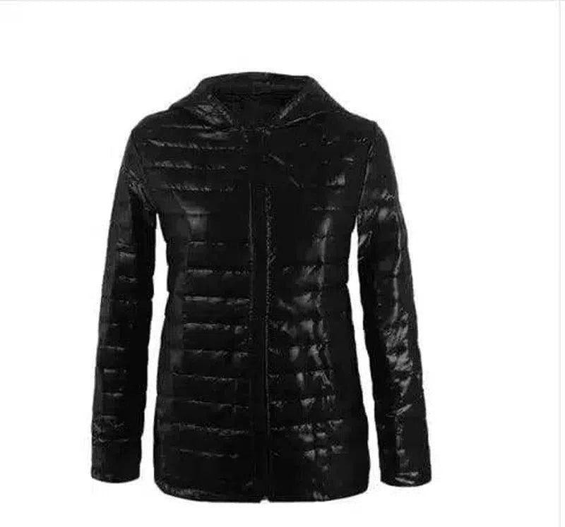 Hooded Lightweight Puffer Jacket for Women-black-2