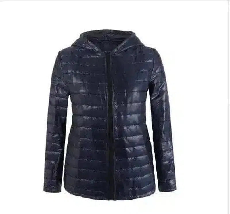 Hooded Lightweight Puffer Jacket for Women-Royal Blue-3