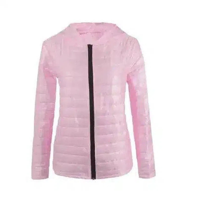 Hooded Lightweight Puffer Jacket for Women-Pink-4