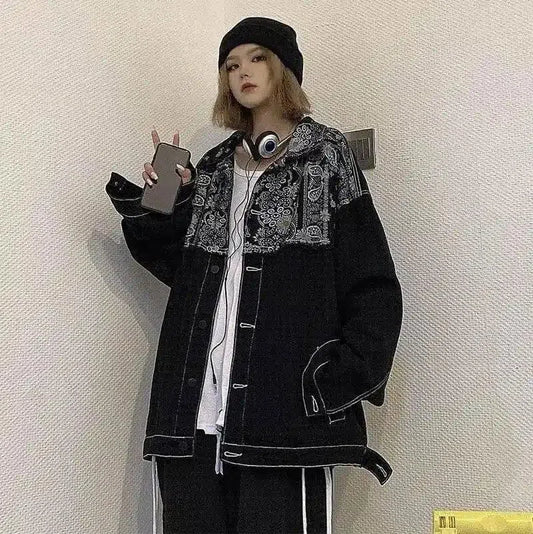 Stylish Oversized Denim Jacket with Pockets-1