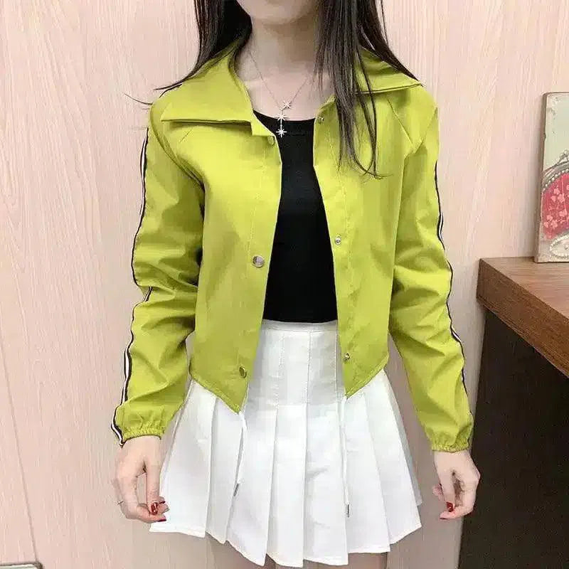 Women's Casual Button-Up Shirt with Stripe Detail-Green-5