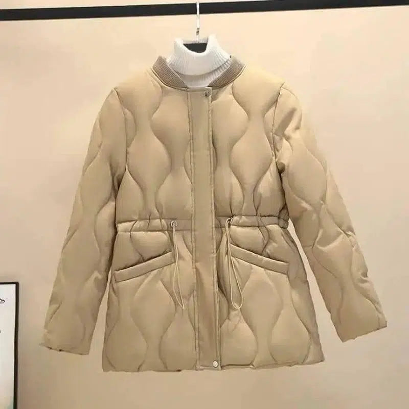 Loose Waist Thickened Padded Winter Clothes-Khaki-2