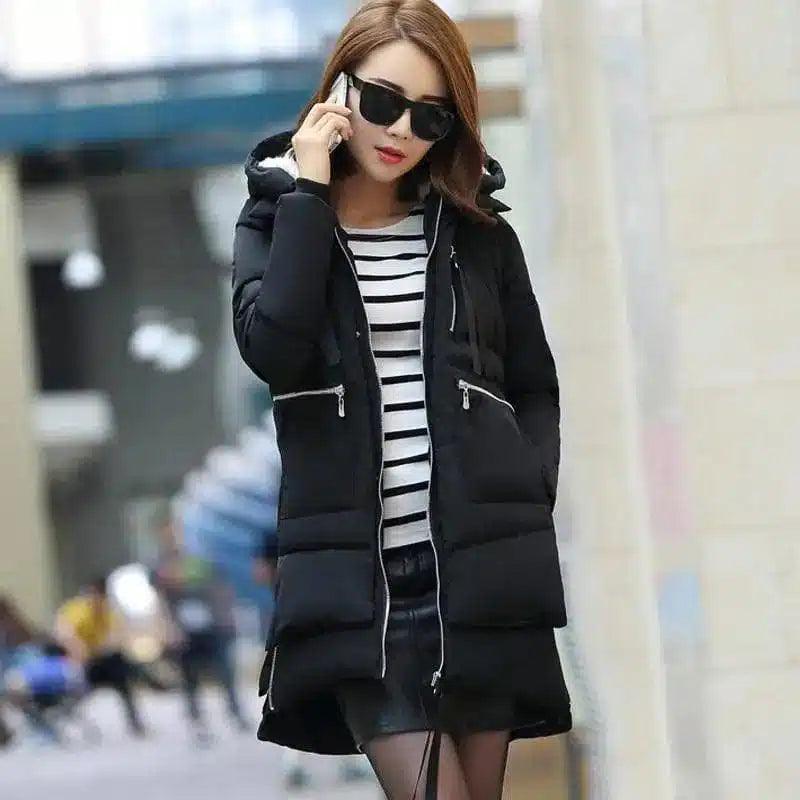 M-5XL Winter Women Parkas Coats Female Jacket Plus Size-Black-3