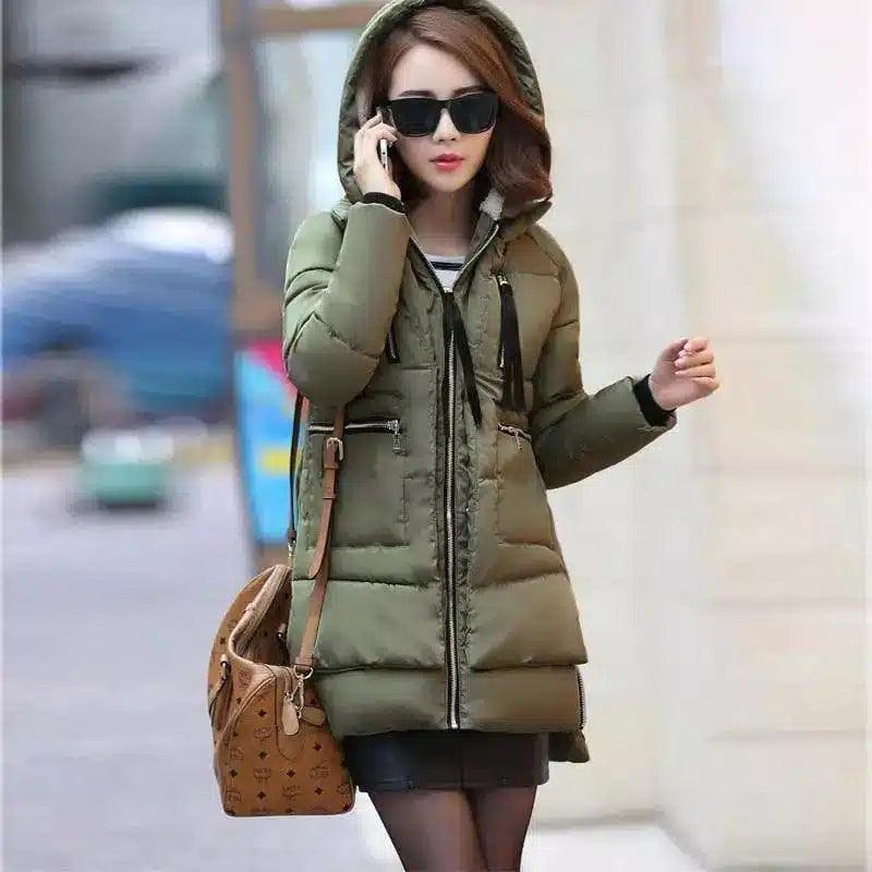 M-5XL Winter Women Parkas Coats Female Jacket Plus Size-Army Green-4