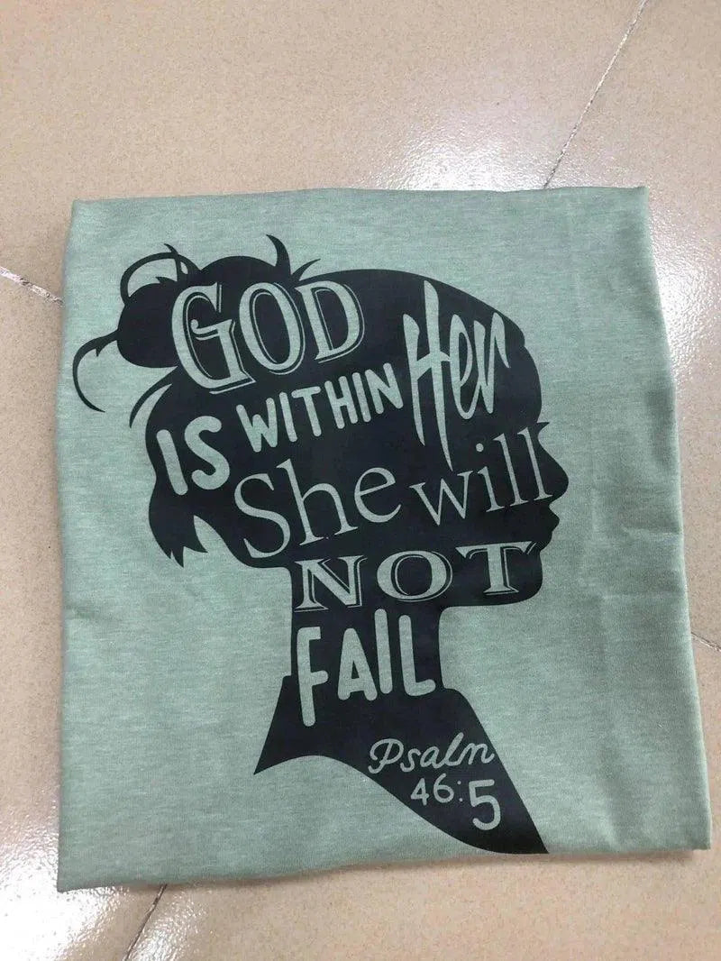 Inspirational Quote T-Shirt for Women-Green-3