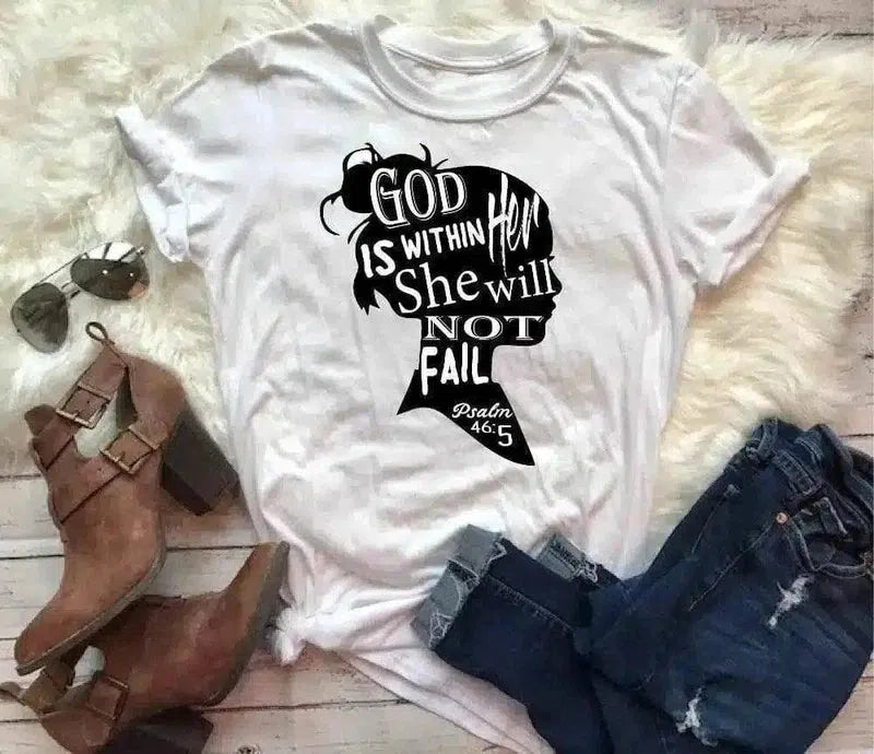 Inspirational Quote T-Shirt for Women-White-5