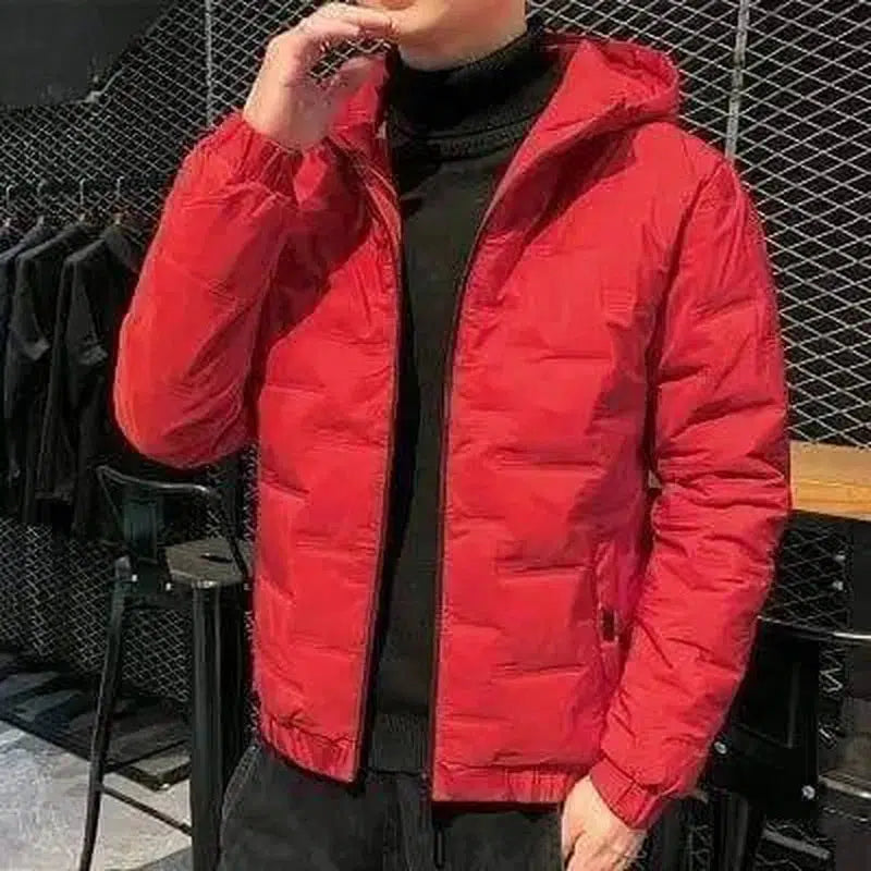 Men's down cotton winter hooded padded jacket-Red-3