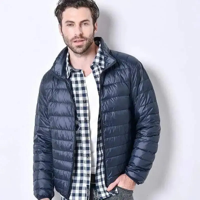 Men's light down jacket men's stand collar winter jacket XL-NavyA-10