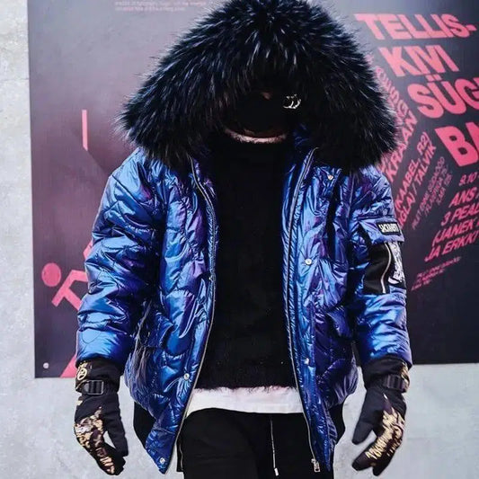 Men's warm winter loose cotton jacket-1