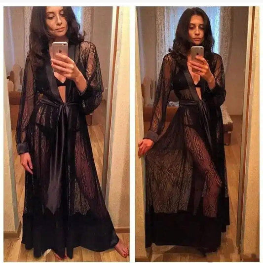 Mopping Cardigan Skirt Pajama Jacket-Black-1