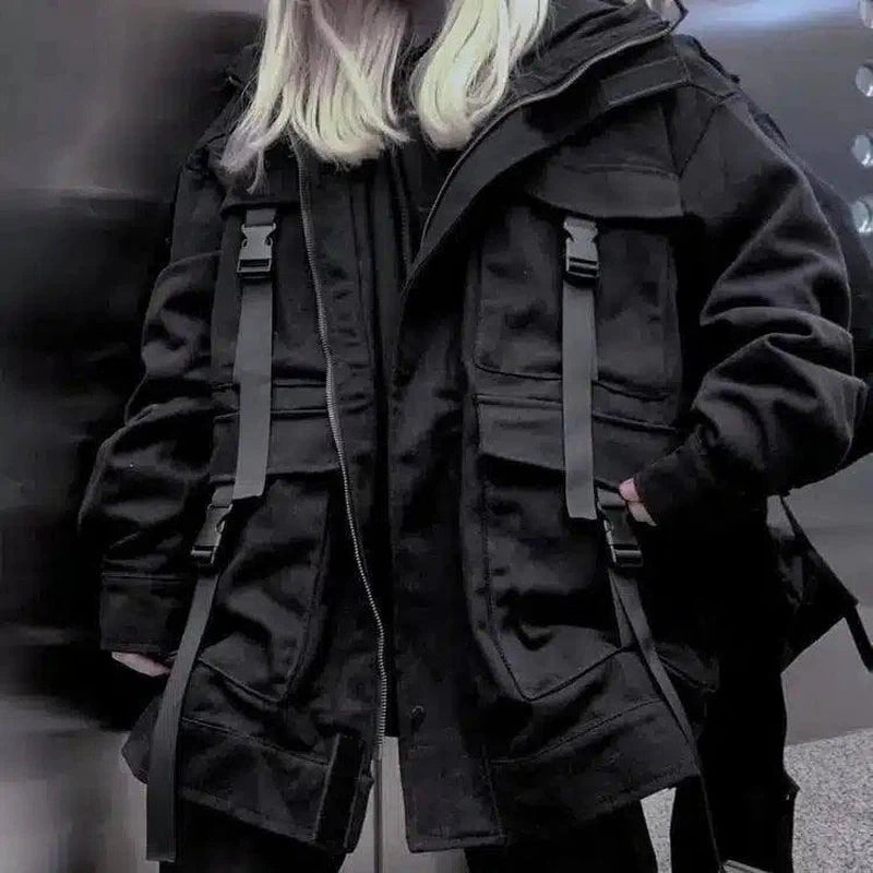 Tactical Winter Jacket with Multi-Pockets-Black-1