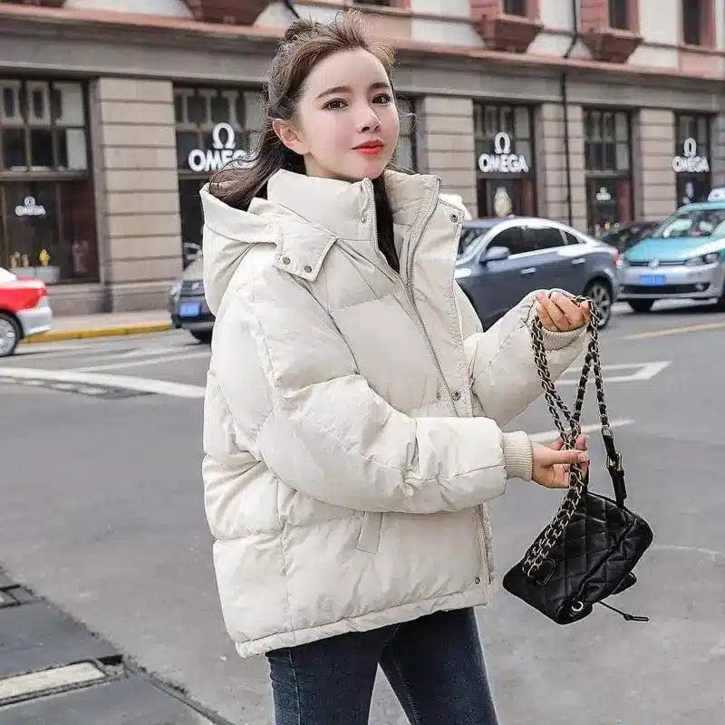 Net red overalls short jacket-White-2