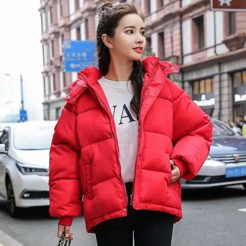 Net red overalls short jacket-Red-4