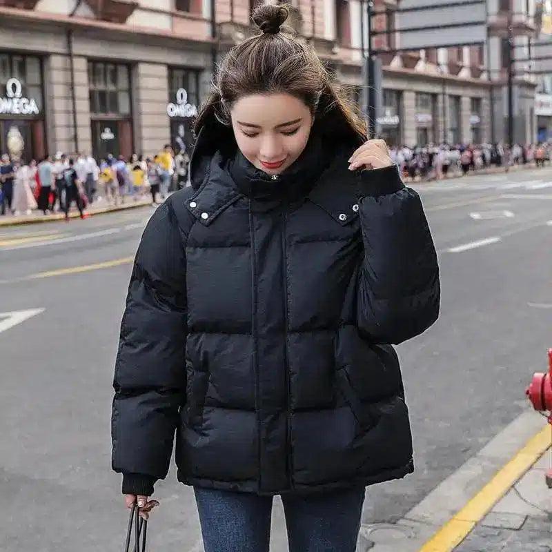 Net red overalls short jacket-Black-5