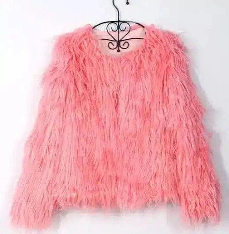 new autumn and winter foreign trade ladies fur coat-Pink1-3