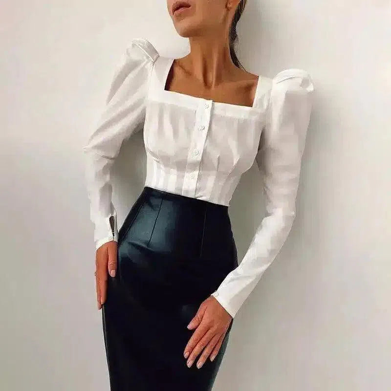 Puff Sleeve Square Neck Blouse-1