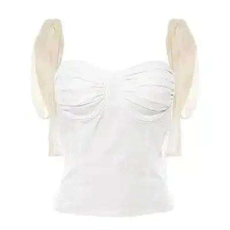 Womens Tie-Shoulder Corset Top-white-2