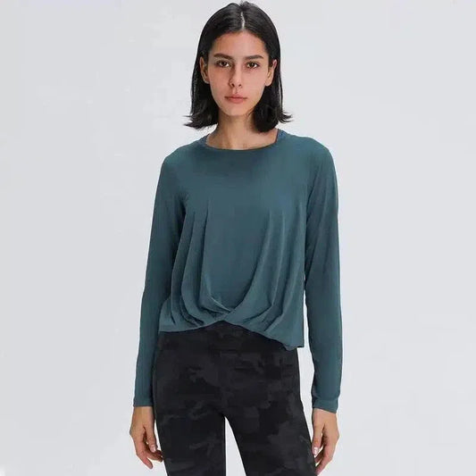 Women's Draped Long Sleeve Blouse for Work-1