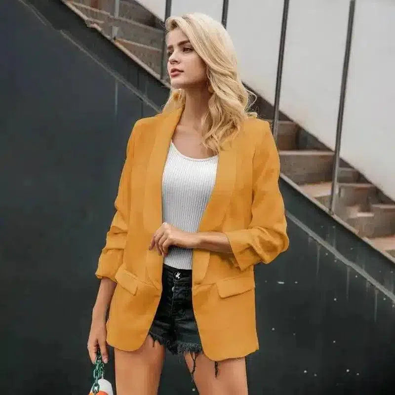 Women's Casual Linen Blazer Jacket-1