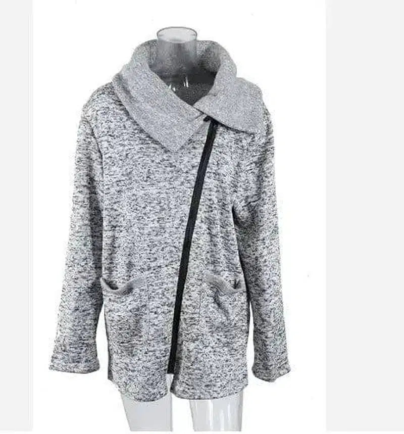 Plus Velvet Sweater Female Wool Sweater Coat-Light grey-3