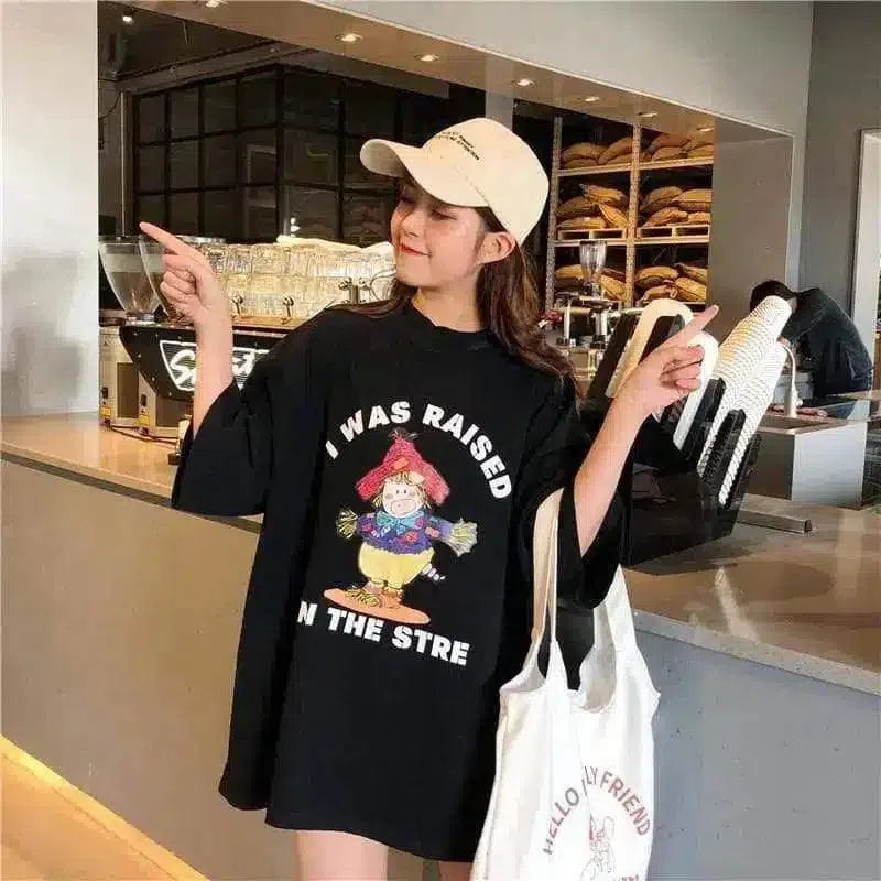 Oversized Graphic Tee for Casual Wear-black-2