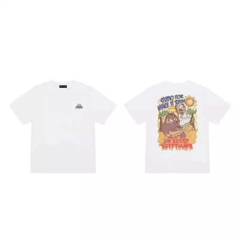 Graphic Tee with Cartoon Design for Casual Wear-White-2