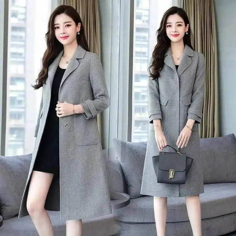 Elegant Women's Long Winter Coat-Coconut ash-2