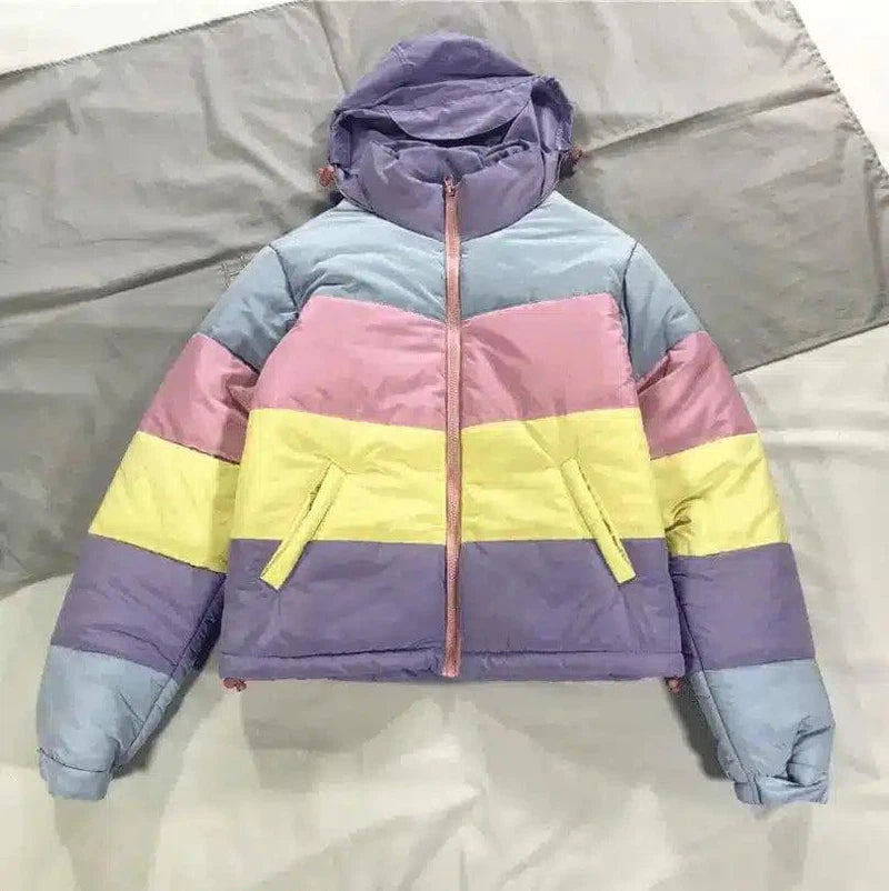 Rainbow color matching hooded pillow collar bread clothes-Color matching-1