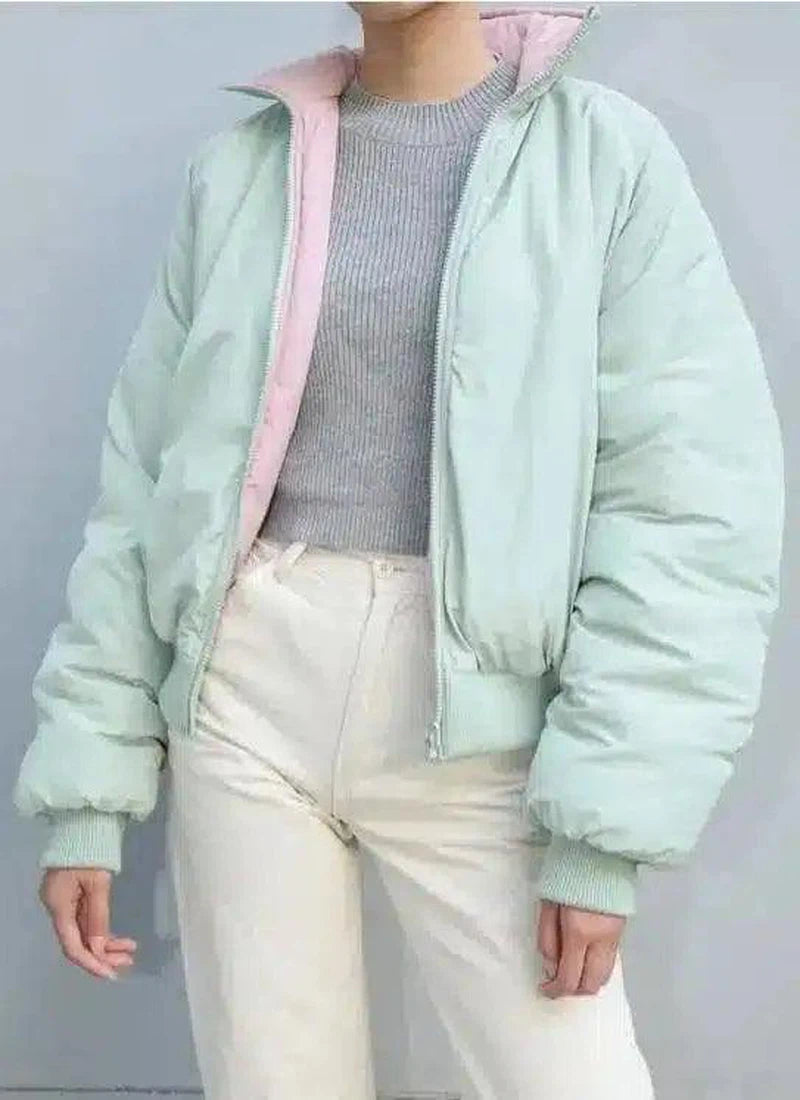 Winter Hooded Puffer Jacket for Women-Green-1