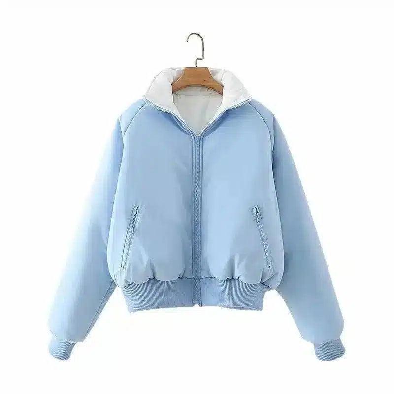 Winter Hooded Puffer Jacket for Women-Blue-2