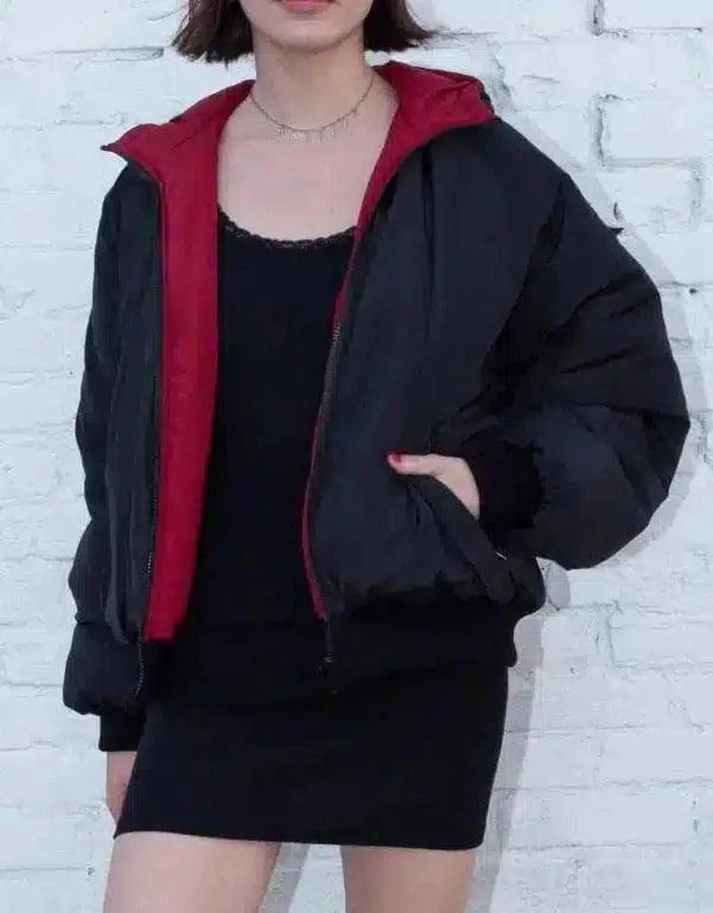 Winter Hooded Puffer Jacket for Women-Black-3