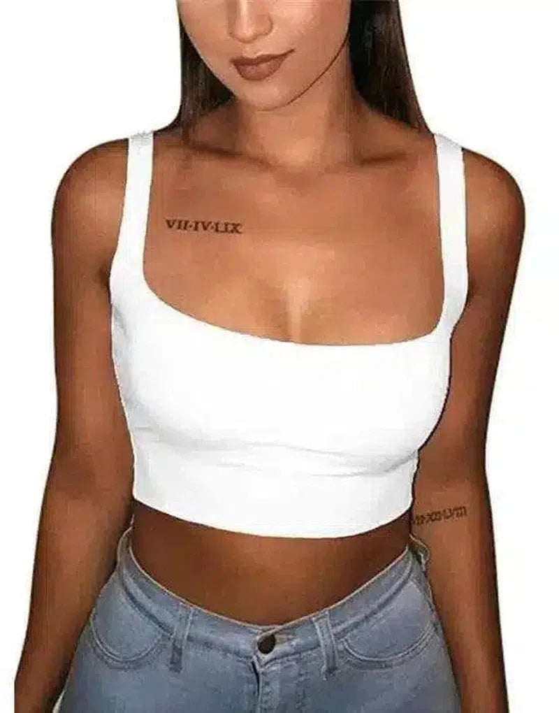 Women's Crop Top Tank for Casual Wear-white-5
