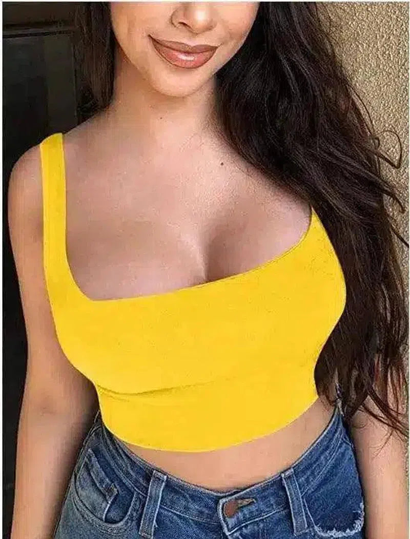 Women's Crop Top Tank for Casual Wear-yellow-6