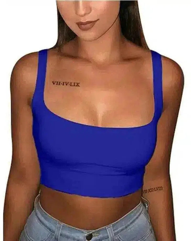 Women's Crop Top Tank for Casual Wear-blue-7