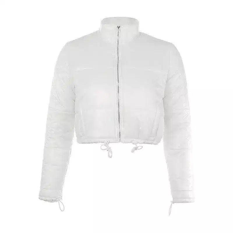 Short warm down jacket with drawstring-White-2