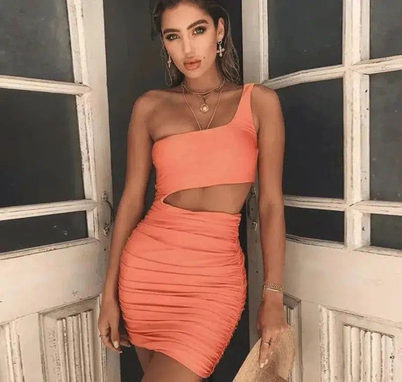 Shoulder bag hip dress-Orange-25