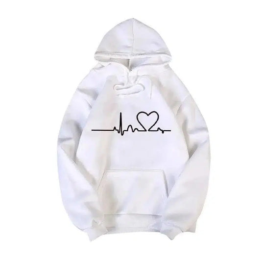 Simple print hooded couple's sweater-1