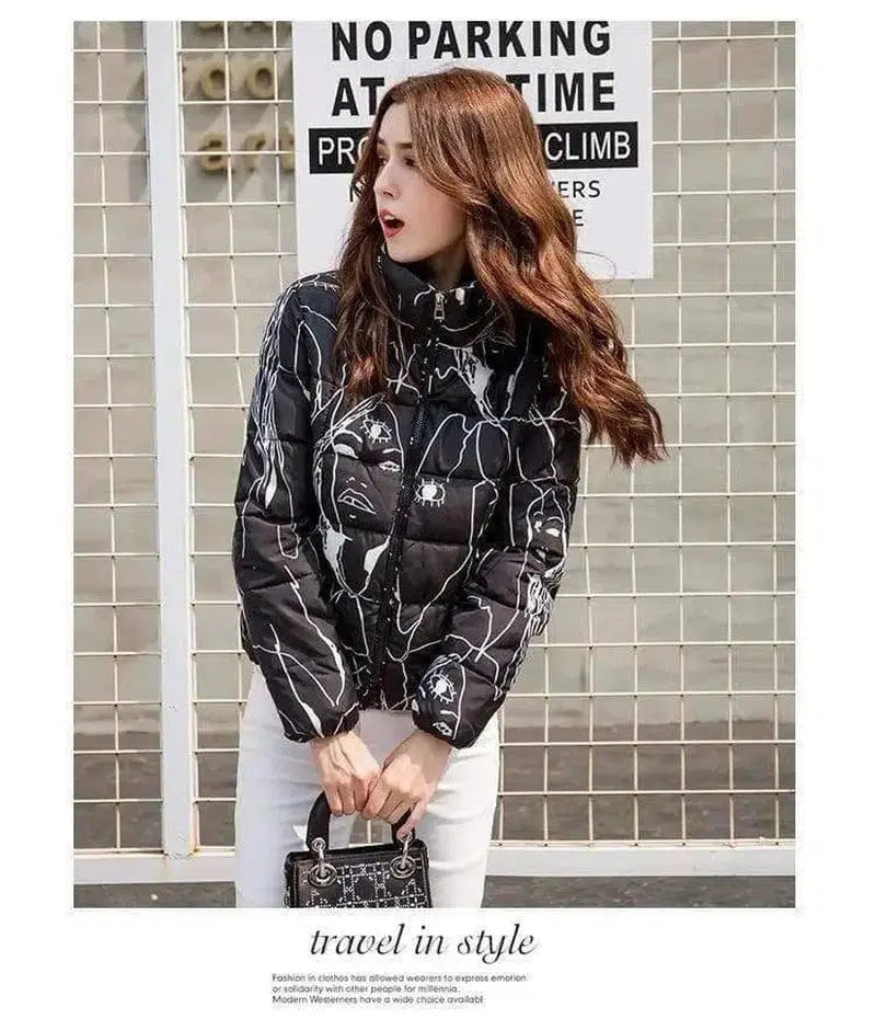 Small Cotton Coat Korean Style Light Short Coat-Black-1
