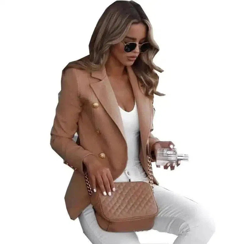 Chic Feminine Blazer for Effortless Style-Khaki-2