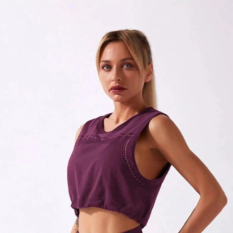 Women's High-Waisted Workout Leggings & Crop Top Set-Light purple-10