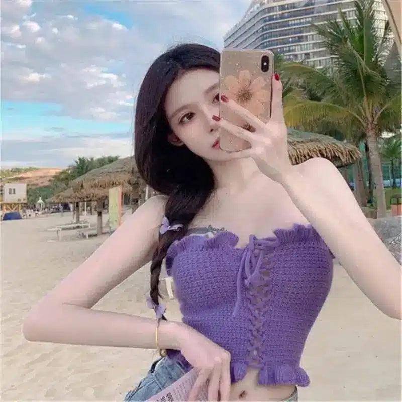 Strapless Anti-fade Tube Top Wrap Chest-Purple-1