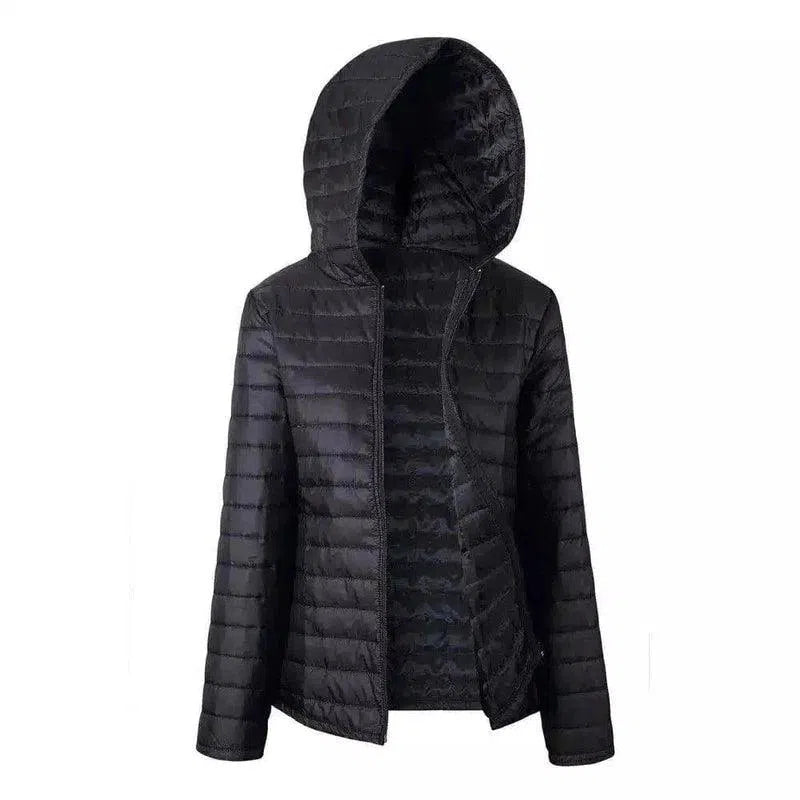 Lightweight Hooded Quilted Jacket-Black-3