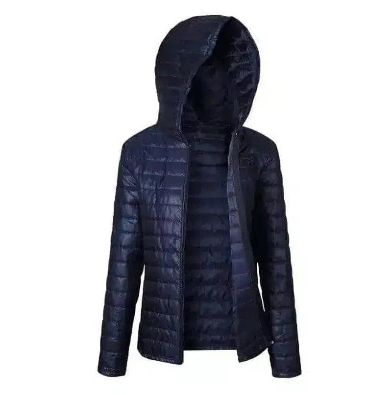 Lightweight Hooded Quilted Jacket-Navy Blue-4