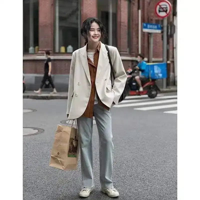 Trendy Women's Blazers – Elegant and Casual Looks-White brown-4